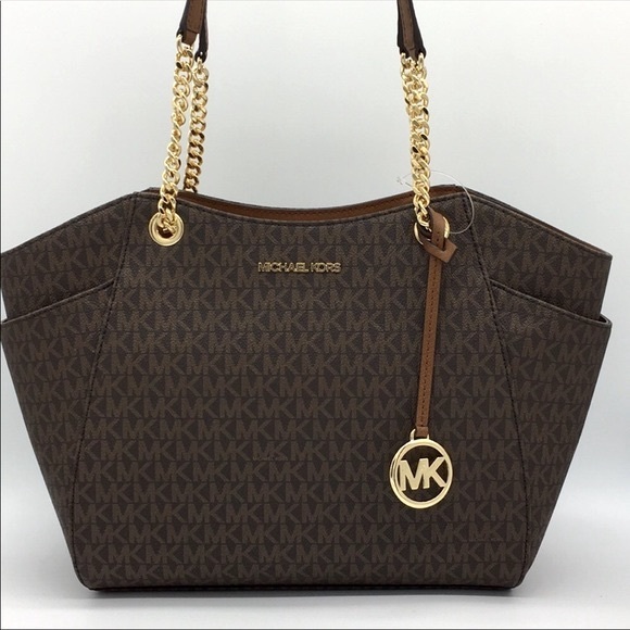 Michael Kors Handbags - MICHAEL KORS LG CHAIN SHLDR TOTE BROWN 35F…